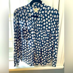 Maeve Blue & White Blouse by Anthropologie